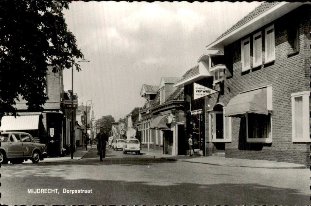 Mijdrecht - Dorpsstraat - Drukkerij Verweij, Verzamelen, Ophalen of Verzenden, 1960 tot 1980, Gelopen, Utrecht