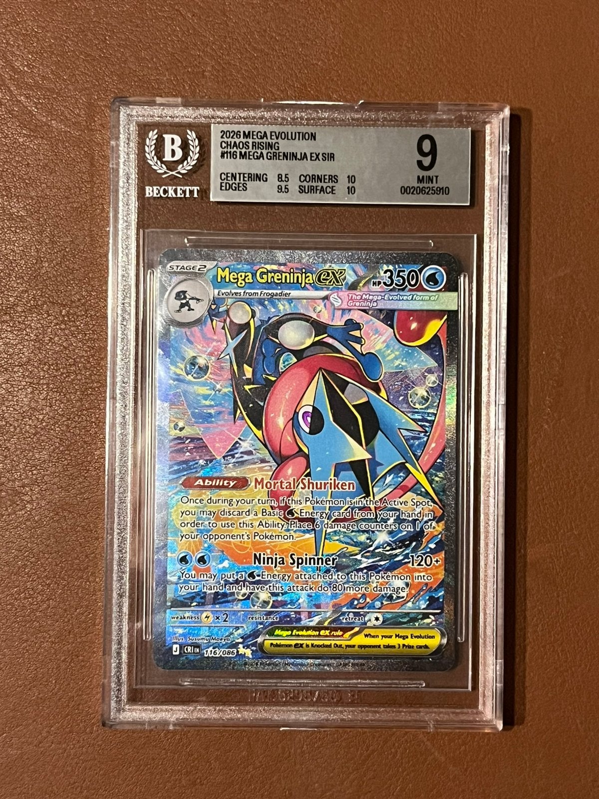 Mega Greninja Ex 116 Pokemon Chaos Rising Beckett 9, Ophalen of Verzenden, Nieuw, Losse kaart, Foil