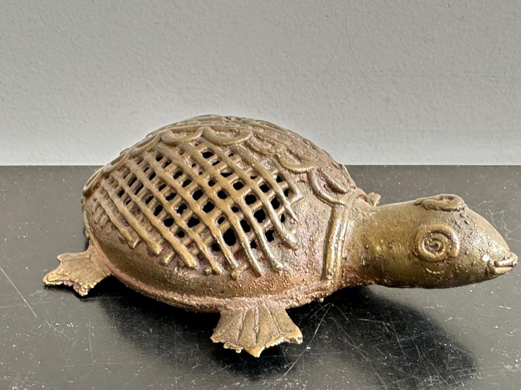 Oud oosters indian Dhokra  koper Schildpad beeldje, Ophalen of Verzenden