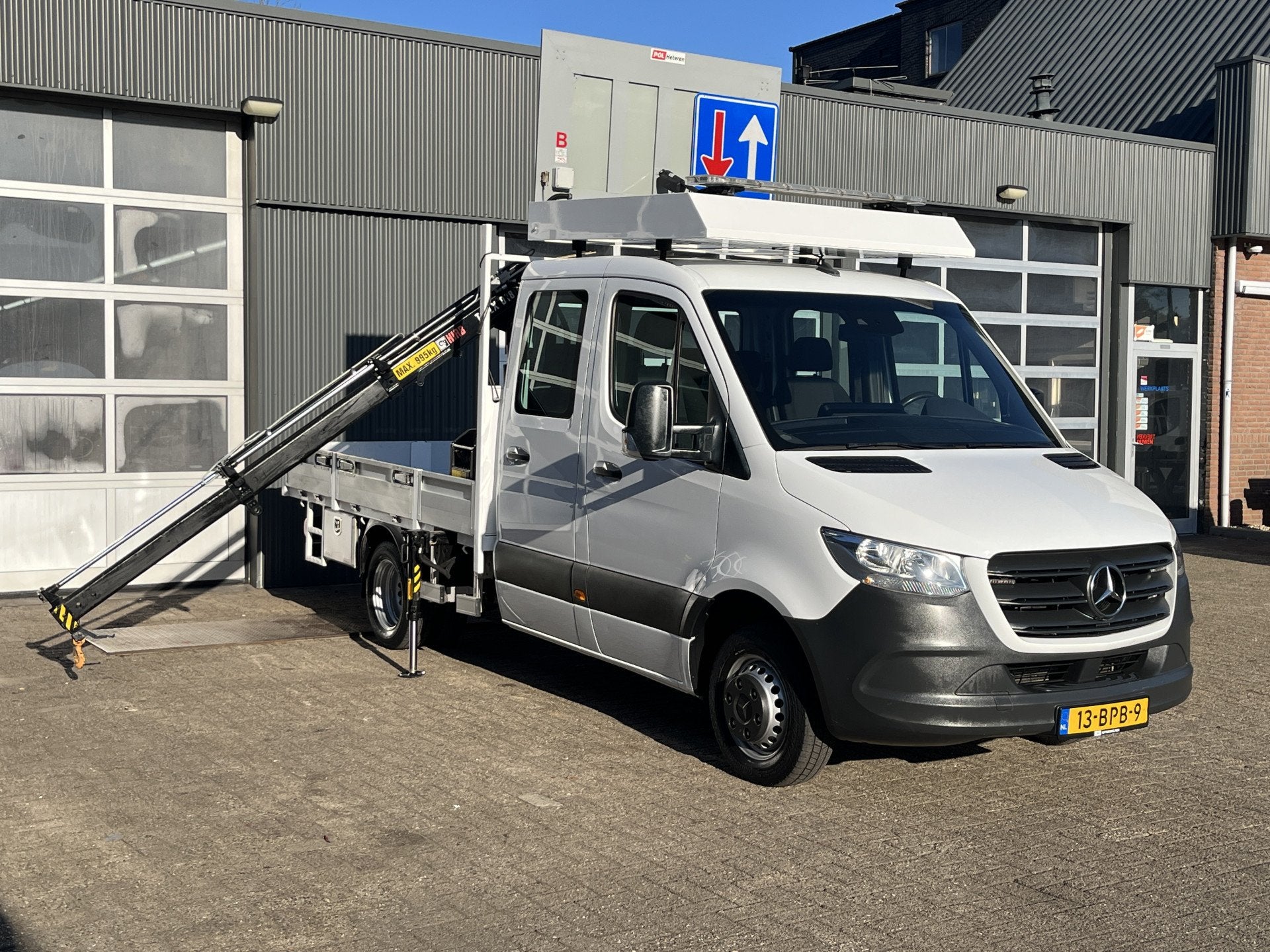 Mercedes-Benz Sprinter 514 CDI 366 Hiab Laadkraan 018T Trekh, Auto's, Stof, Gebruikt, Wit, Bedrijf