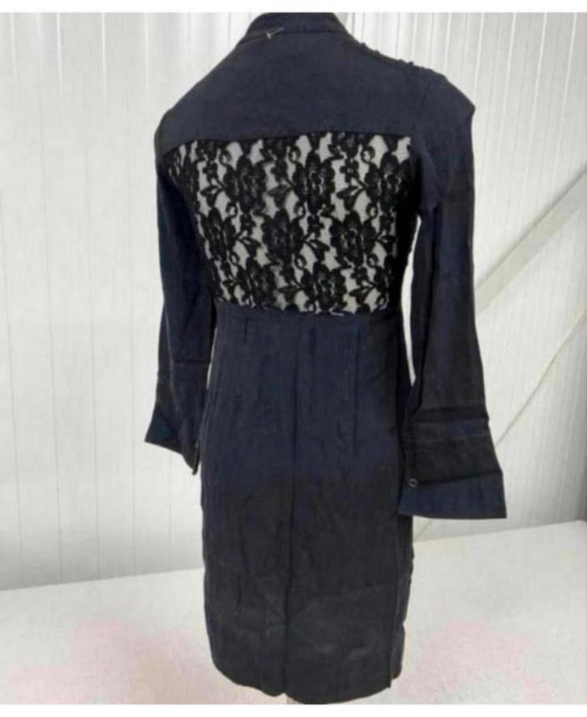DKNY Donna Karan New York zwarte bloemen kanten knoop jurk, Zwart, Ophalen of Verzenden, Zo goed als nieuw, H