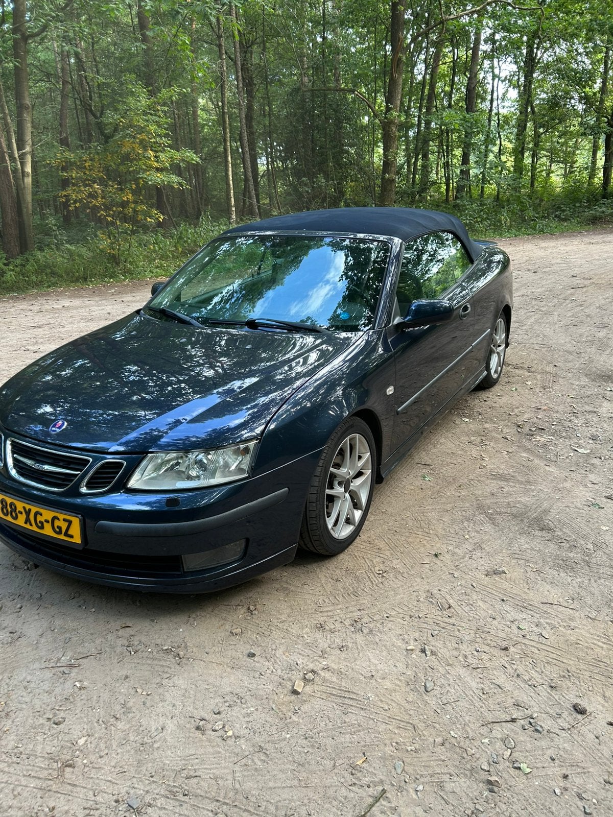 Saab 9-3 2.0 Turbo Aero Cabrio 2004 Blauw, Auto's, Voorwielaandrijving, 1998 cc, Beige, 4 cilinders