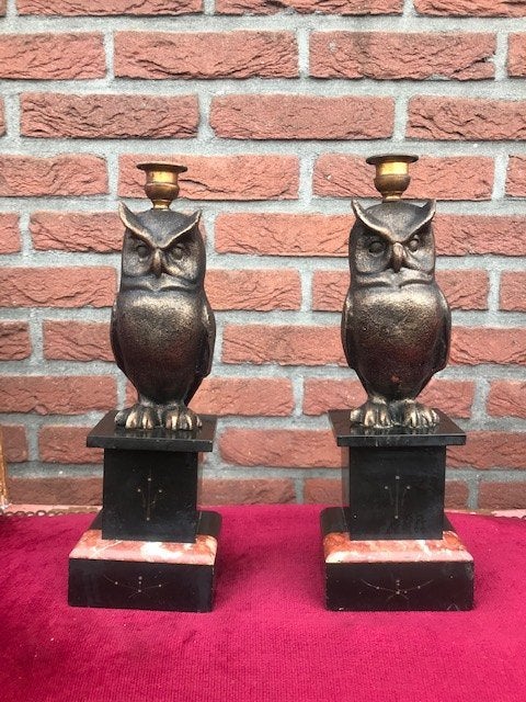 stel bijzondere kandelaars, WIJZE UILEN, Ophalen of Verzenden