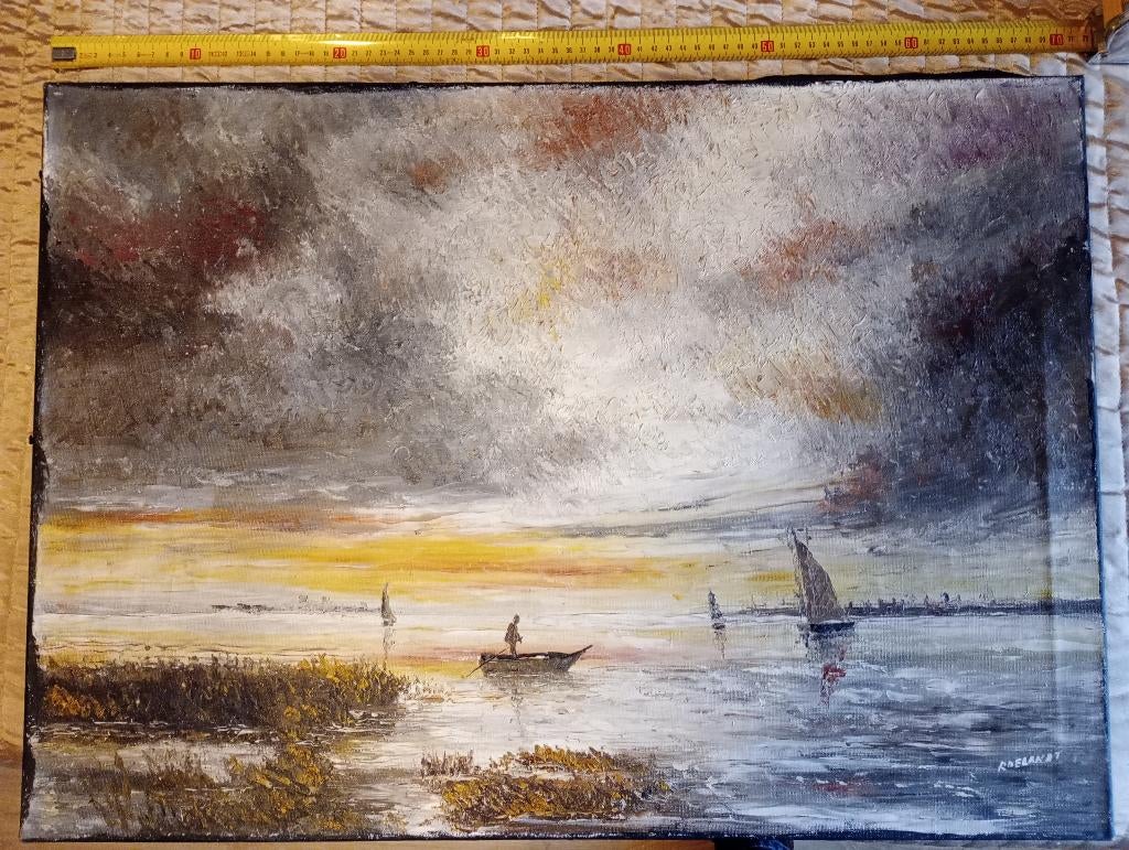 Zeilboten op het meer van Roelandt, Antiek en Kunst, Kunst | Schilderijen | Klassiek, Ophalen