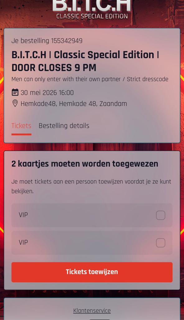 2 VIP kaarten B.I.T.C.H Crazyland, Tickets en Kaartjes, Twee personen