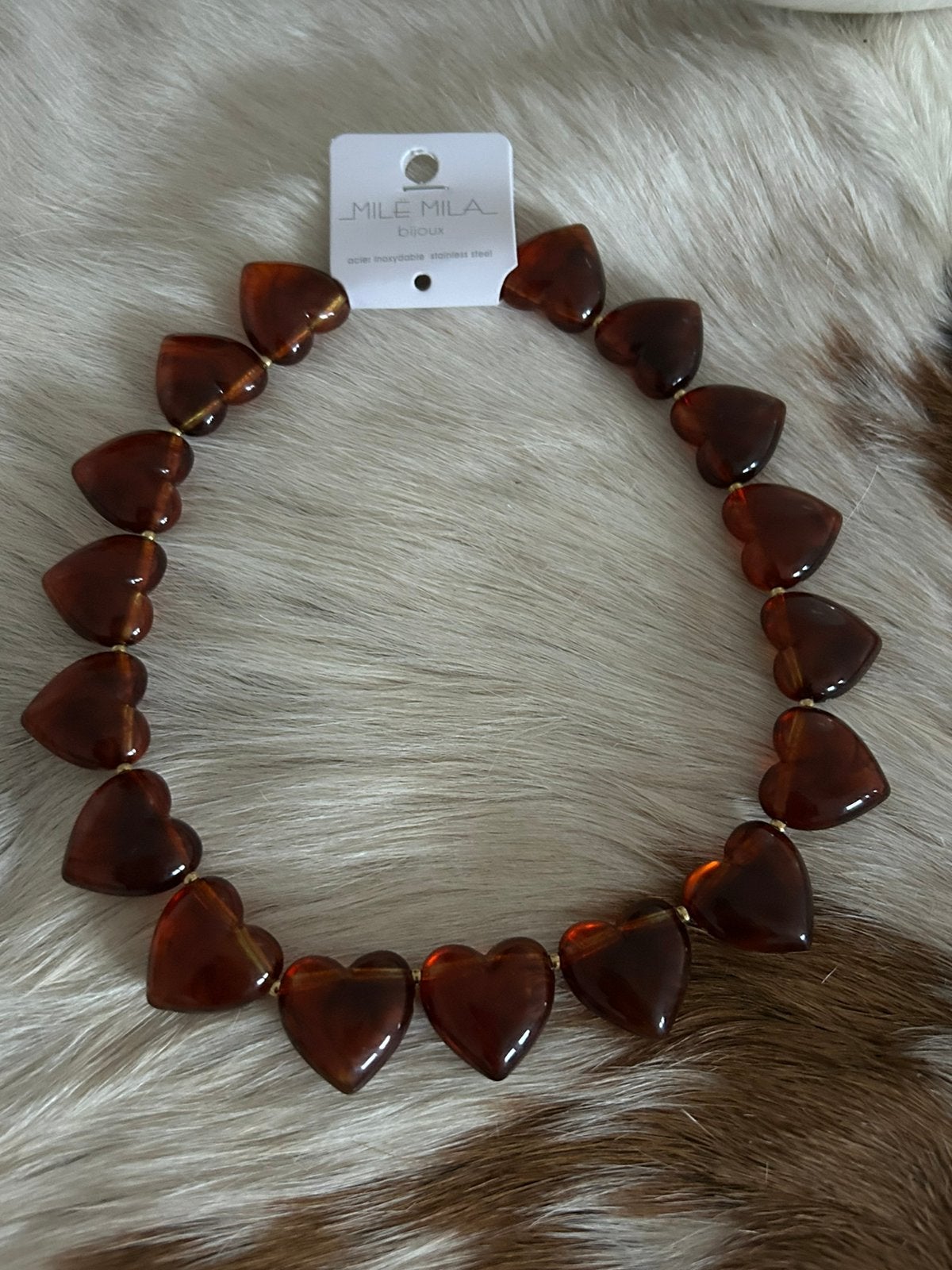 MILE MILA hartjes ketting bruin, Mile Mila, Overige materialen, Verzenden, Parijs