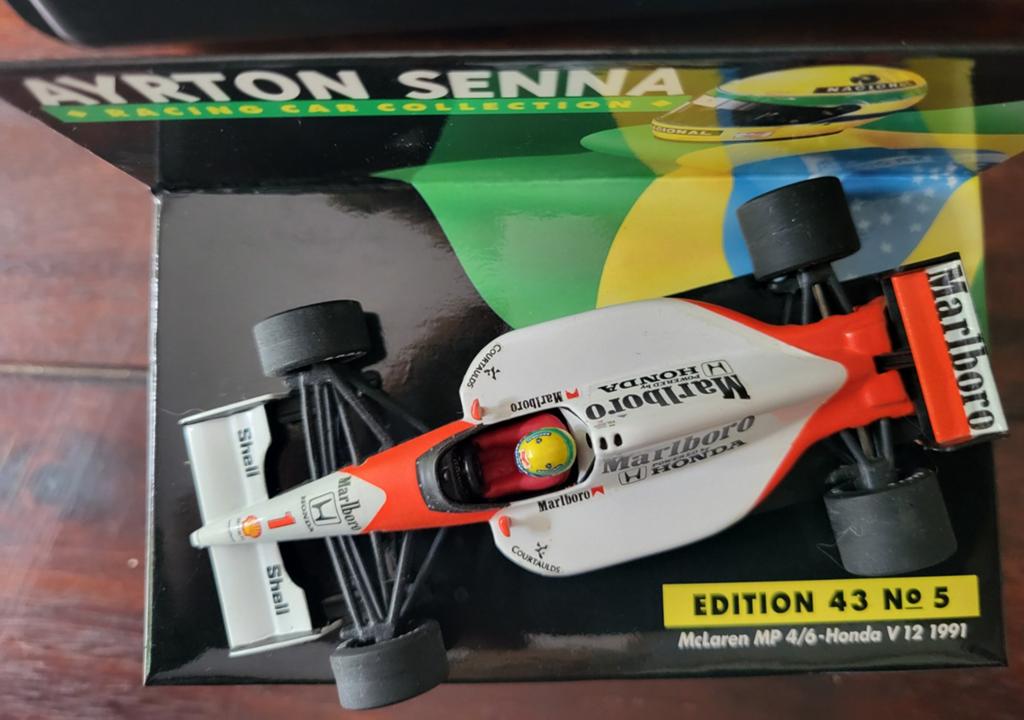 Ayrton Senna McLaren MP4/6-Honda V12 1991 schaalmodel, Ophalen of Verzenden, Zo goed als nieuw, Auto, Overige merken