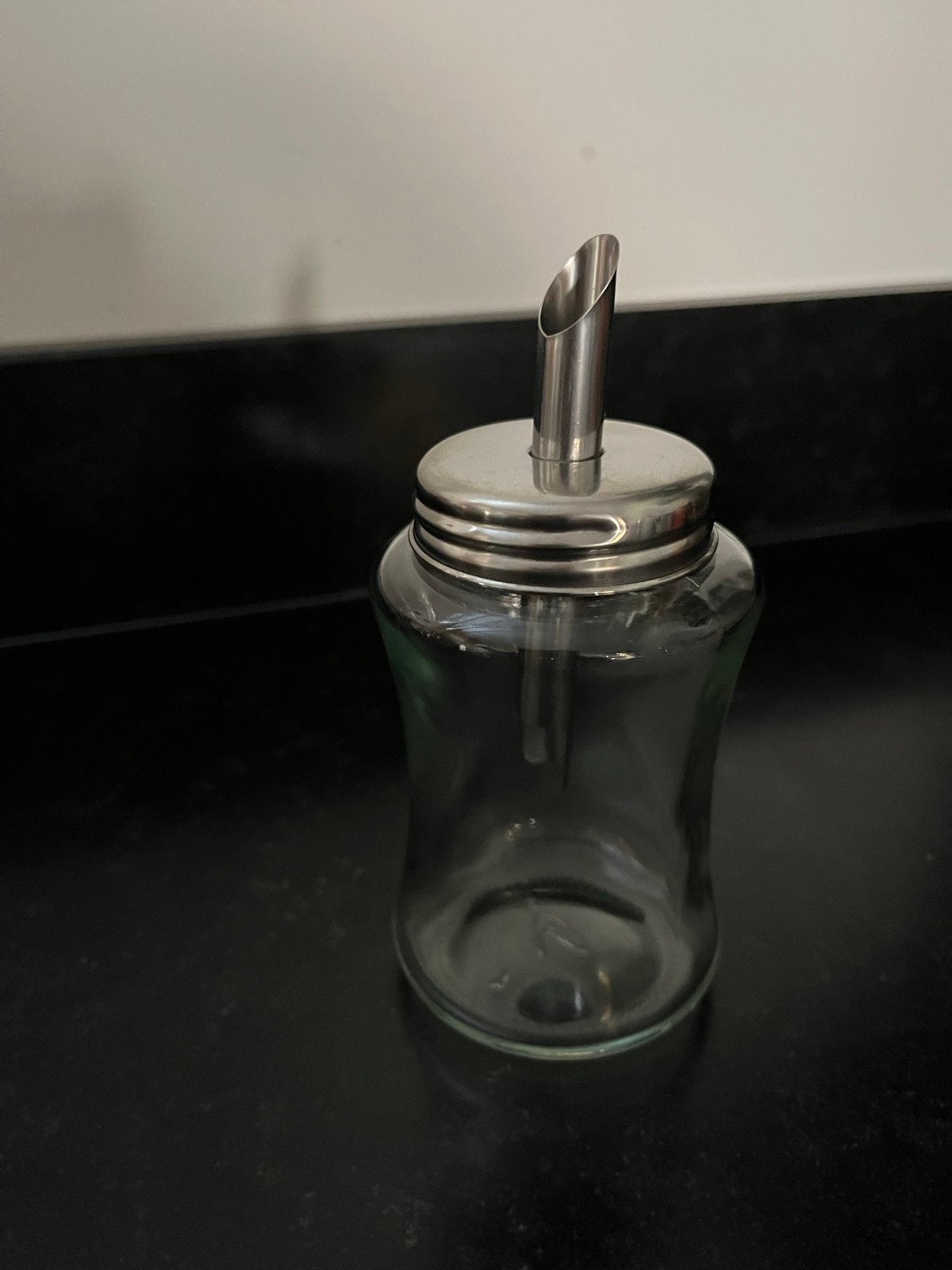 Glazen vintage suikerstrooier met metalen deksel, Ophalen, Zilver, Zo goed als nieuw, Overige merken