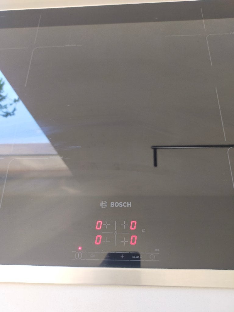 Kookplaat inductie Bosch, Ophalen, 4 kookzones, Zo goed als nieuw, Inbouw