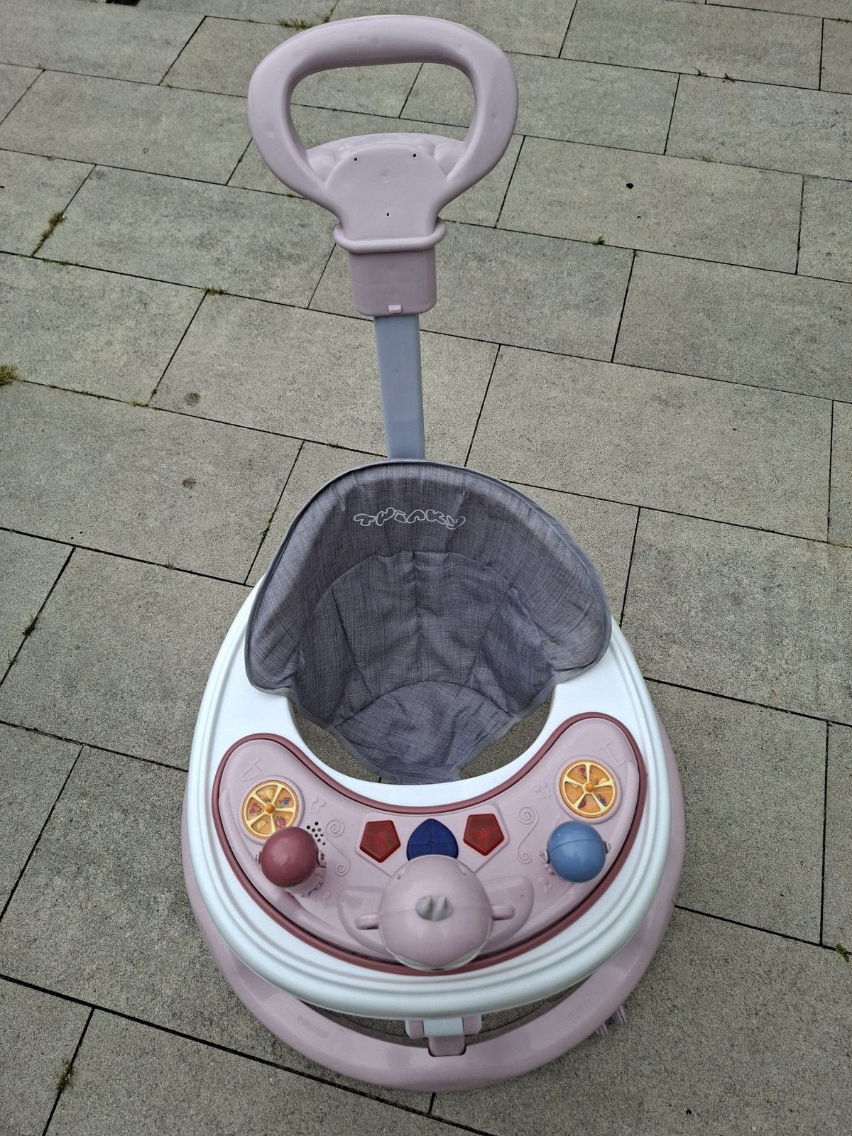 Roze Twinky Baby Loopstoel met Duwstang en Speelgoed, Ophalen, Gebruikt