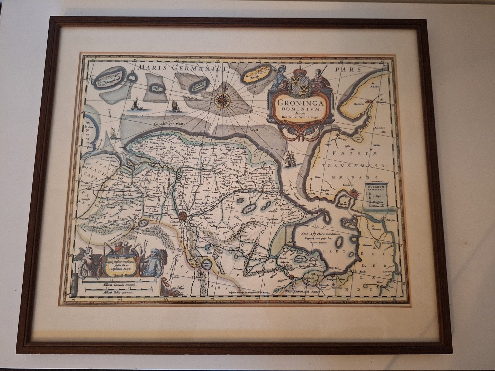 Oude kaart Groningen Dominium - Ingelijst, Boeken, Atlassen en Landkaarten, Voor 1800, Ophalen of Verzenden, Landkaart, Nederland