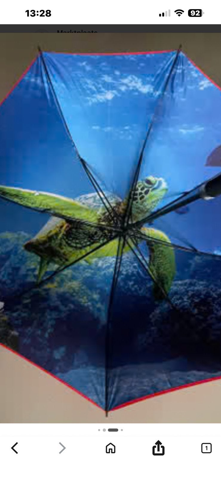 Paraplu met zeeschildpad foto binnenkant, Sieraden, Tassen en Uiterlijk, Ophalen, Nieuw