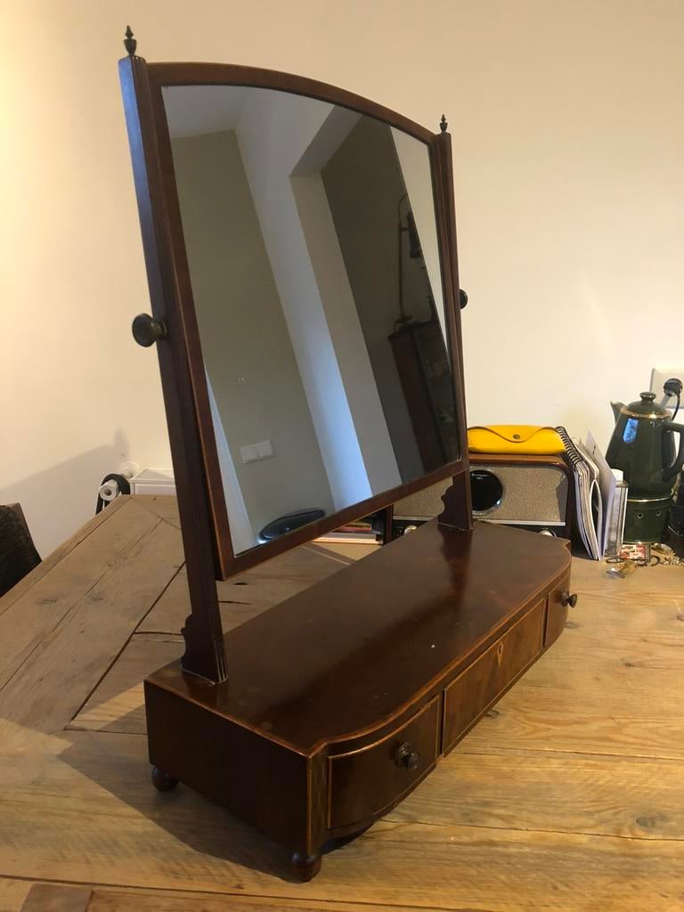 Antieke kaptafel staande spiegel groot, Minder dan 50 cm, Gebruikt, Minder dan 100 cm, Hout