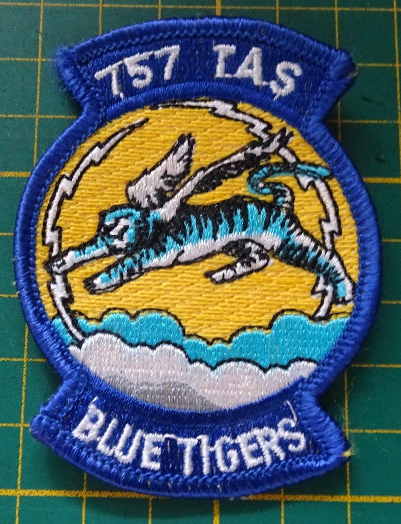 Patch 757 Tactical Airlift Squadron  USAF Blue Tigers, Verzamelen, Ophalen of Verzenden, Luchtmacht, Amerika, Embleem of Badge