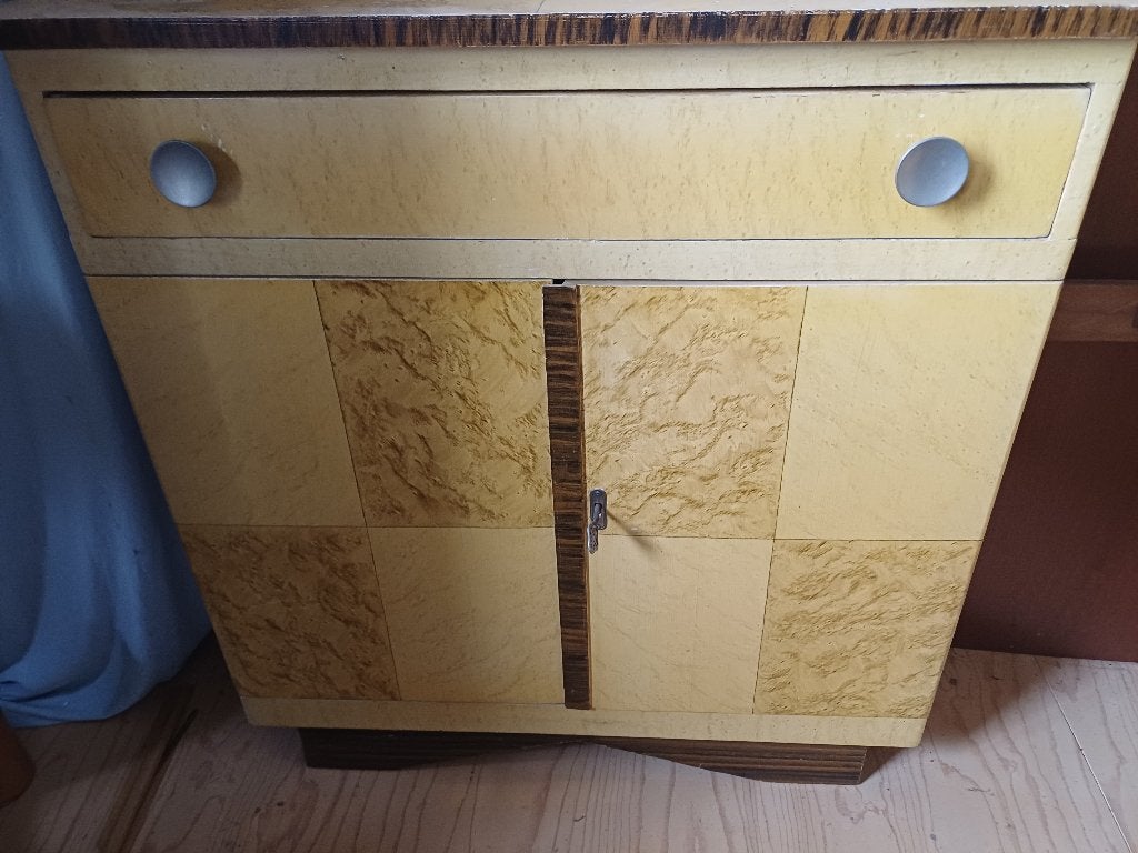 2x vintage nachtkastjes art-deco stijl, Ophalen, Gebruikt, Minder dan 45 cm