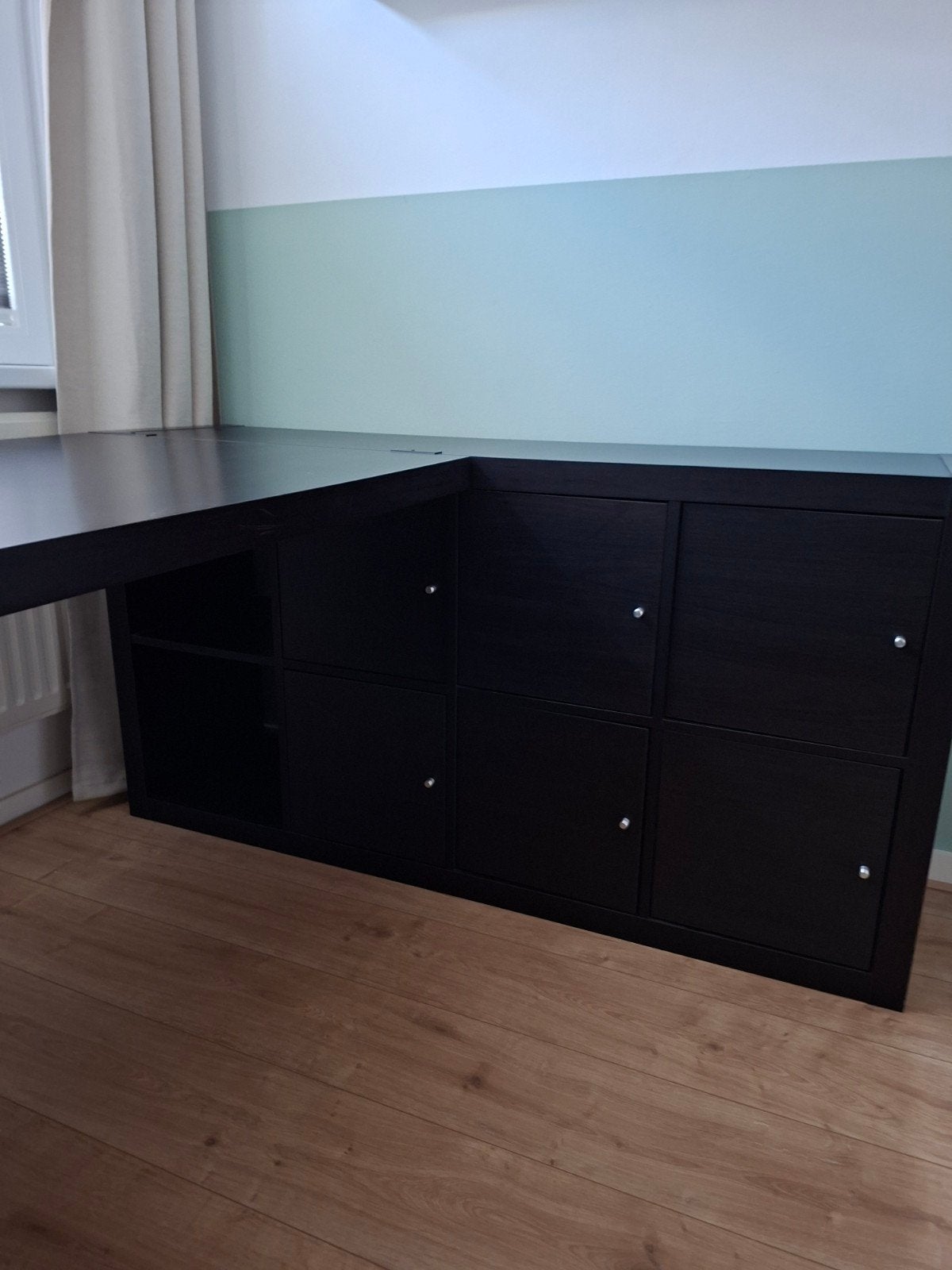 IKEA Kallax bureau-kast combinatie, donkerbruin, Ophalen, Gebruikt, 155 cm, IKEA