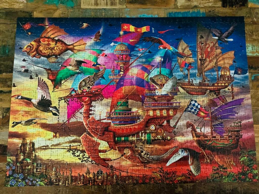 Puzzel 1000 stukjes compleet The Flight, Ophalen of Verzenden, 500 t/m 1500 stukjes, Gebruikt, Legpuzzel