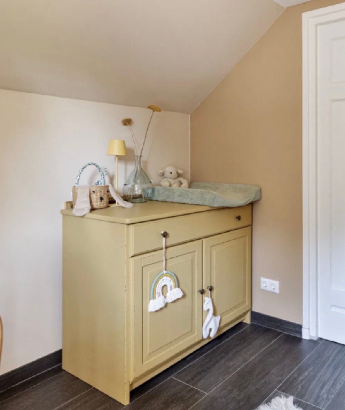Oker Gele Commode met Lade en Kastjes, Ophalen, Gebruikt, 50 tot 70 cm, 75 tot 100 cm