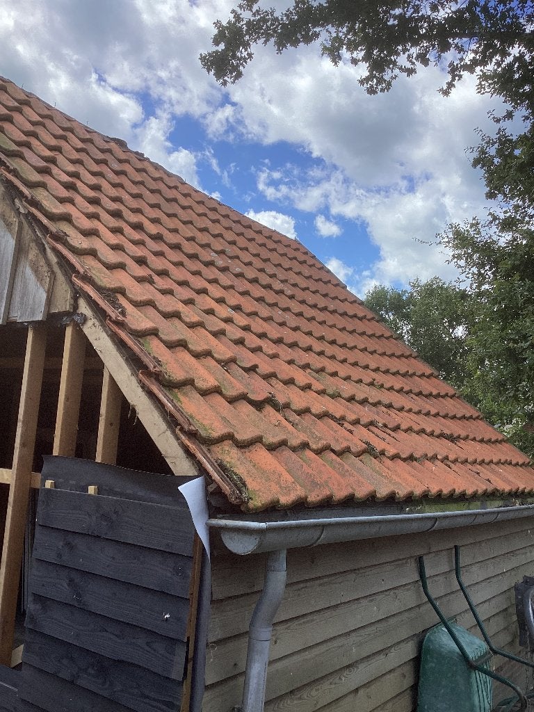 Rode oude dakpannen + nokvorst ruim 30m2, Ophalen, Gebruikt, Steen of Klei, 15 m² of meer