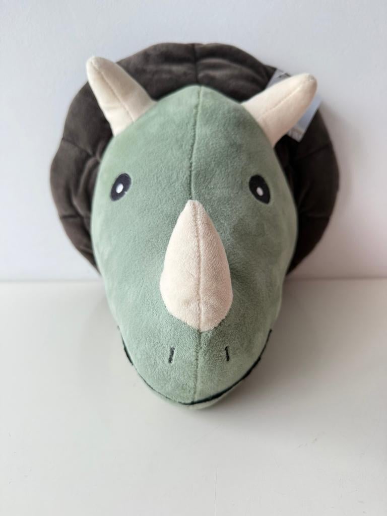 Knuffel dierenkop dinosaurus, Triceratops 25 cm / nieuw, Ophalen of Verzenden, Nieuw, Wanddecoratie