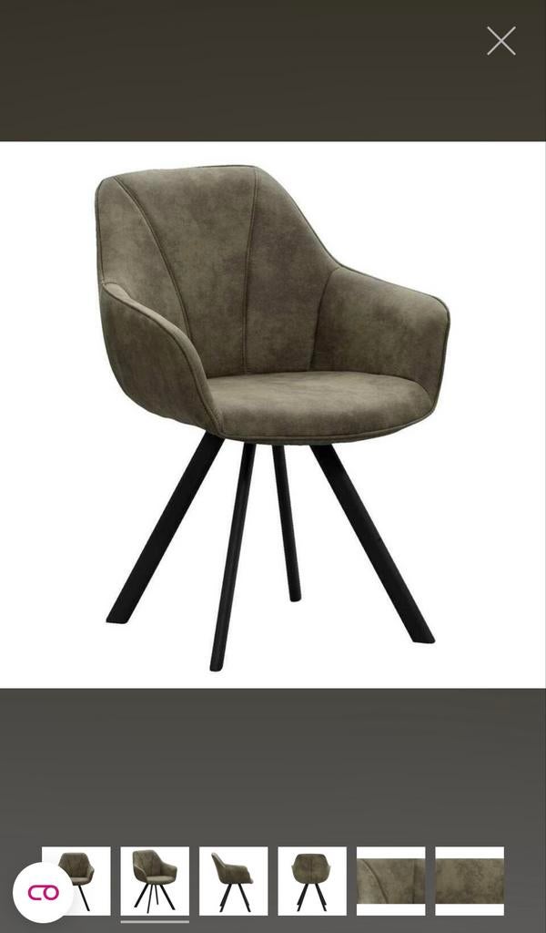 4 Groene Eetkamerstoelen Leenbakker - Olijfgroen, Huis en Inrichting, Stoelen, Ophalen, Gebruikt, Overige kleuren, Vier