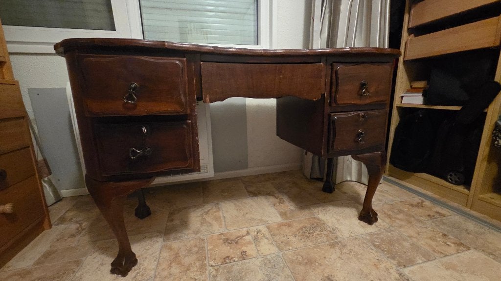 Klassiek bureau, Ophalen, Gebruikt, Bruin, 55 cm