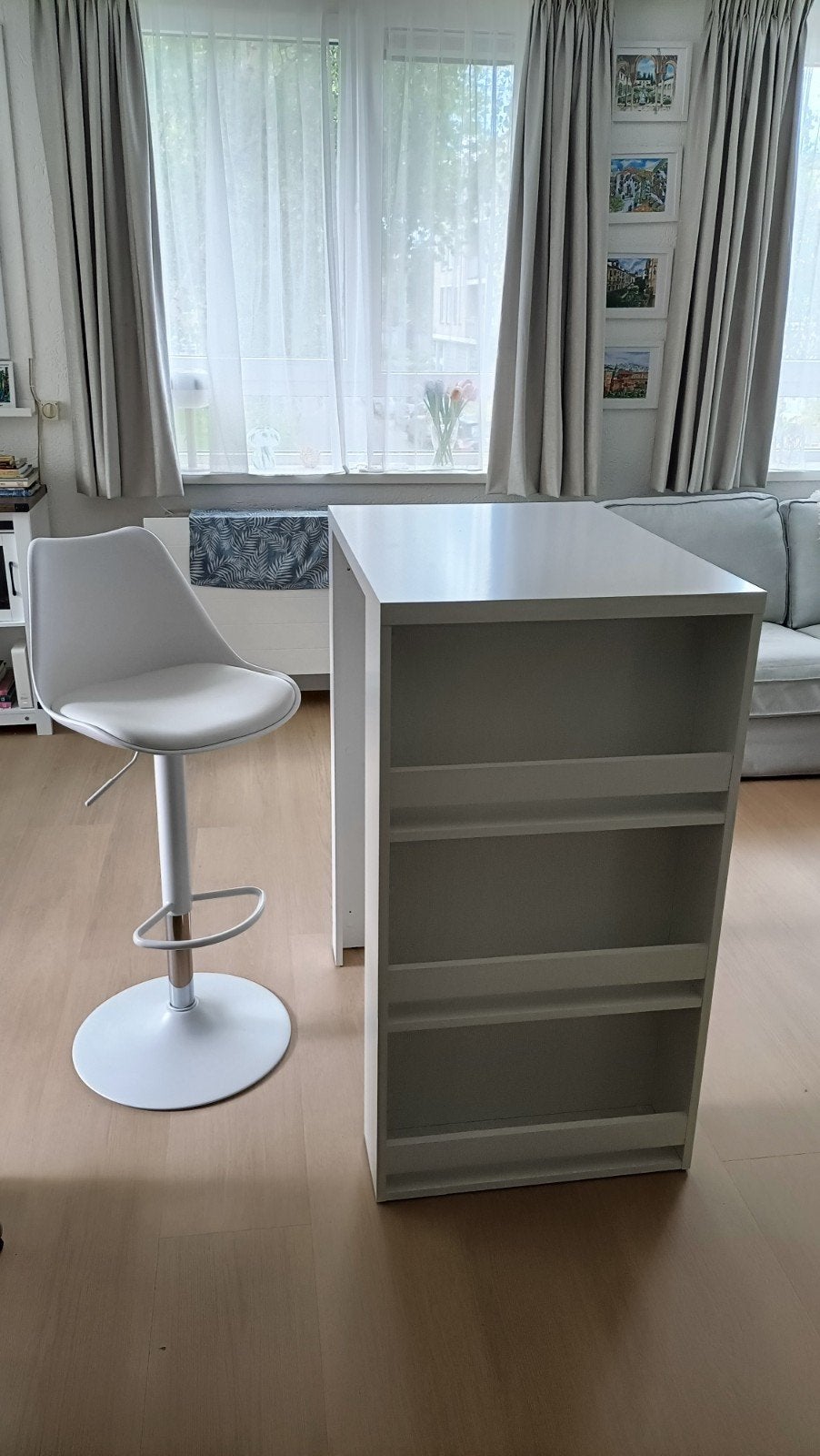 Witte bartafel met opbergruimte, Ophalen, Overige materialen, Gebruikt, 50 tot 100 cm