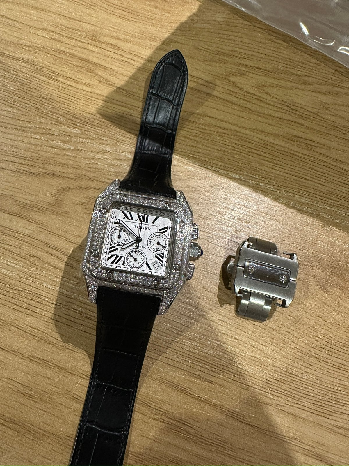 Cartier santos chrono, Ophalen of Verzenden, Zo goed als nieuw, Staal, Overige merken