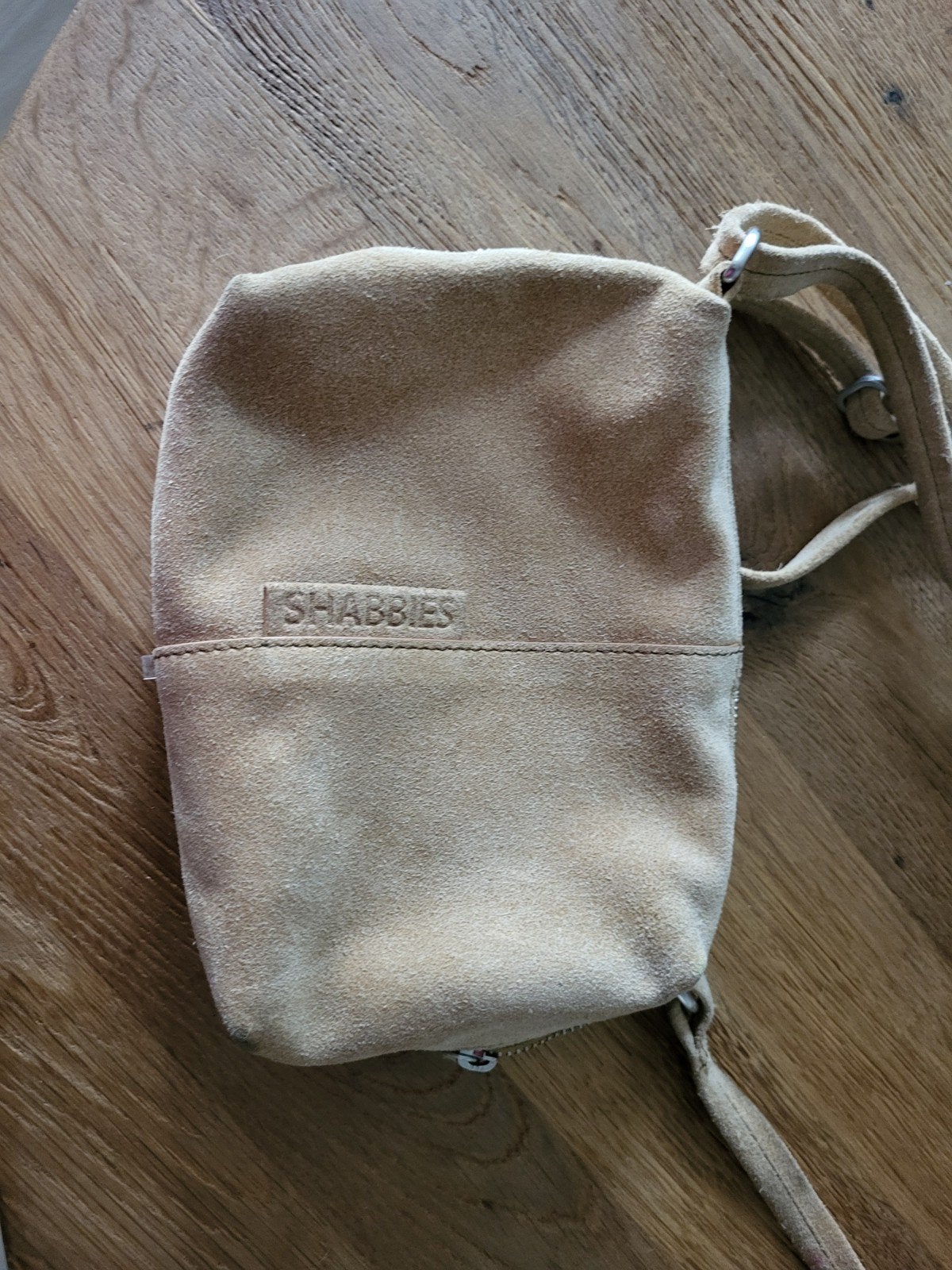 Shabbies Amsterdam suède crossbody schoudertasje, Ophalen of Verzenden, Gebruikt, Beige, Schoudertasje
