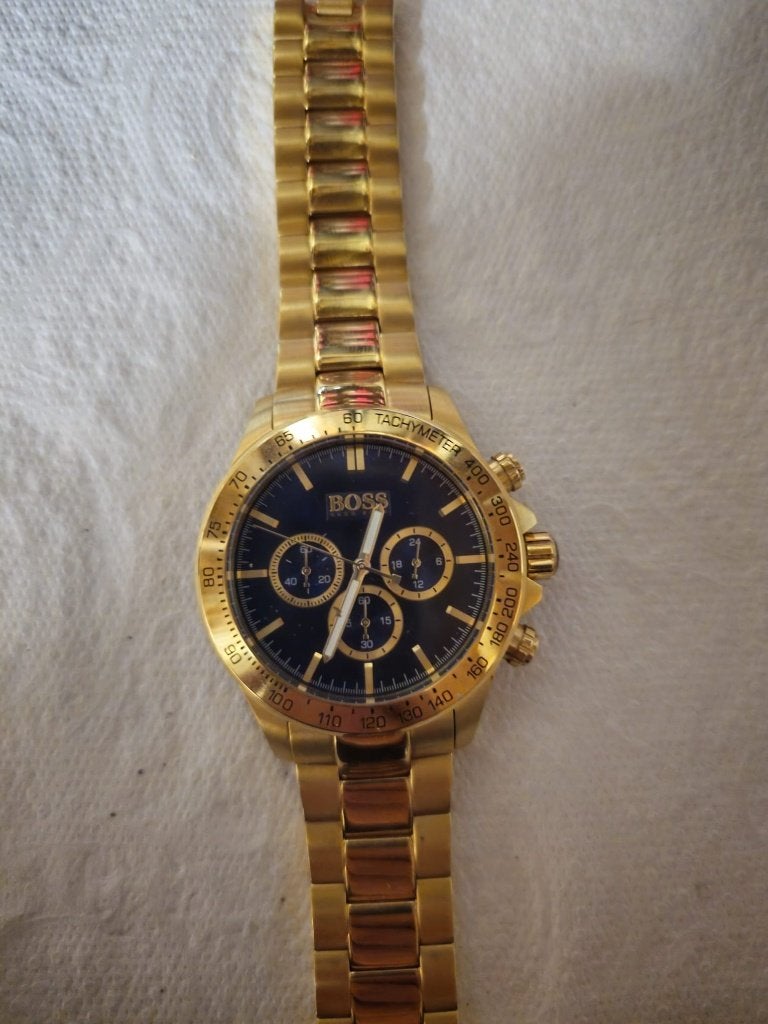 Origineel Hugo Boss Hero Horloge (gold/blue), Staal, Staal, Polshorloge, Zo goed als nieuw