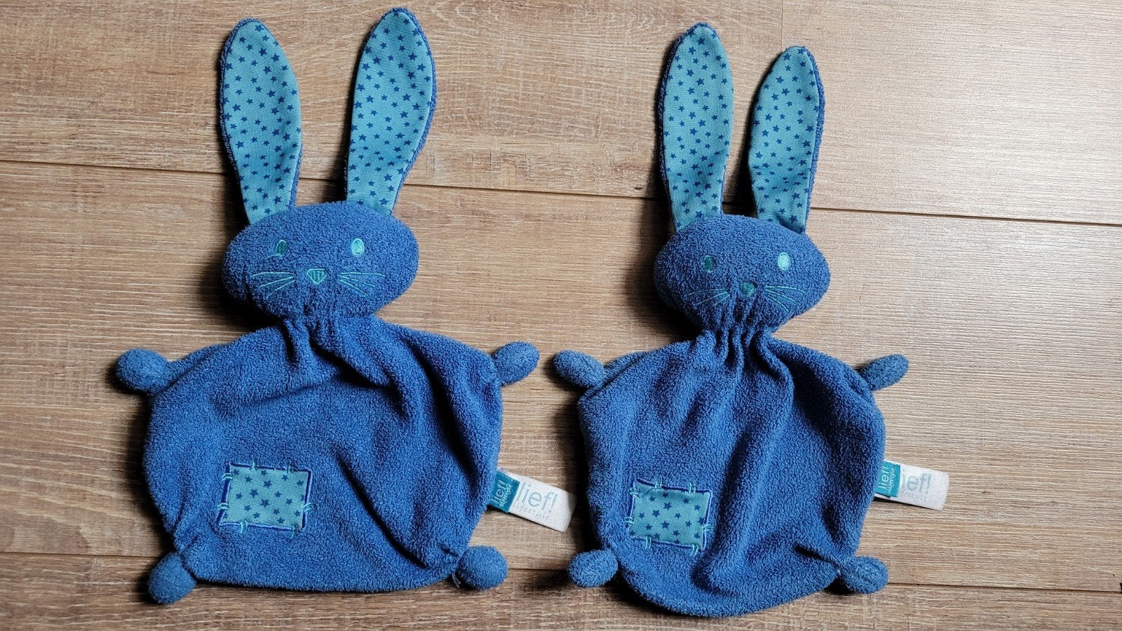 1x Lief! Konijntjes Knuffeldoekjes Blauw, Ophalen of Verzenden, Gebruikt, Overige typen