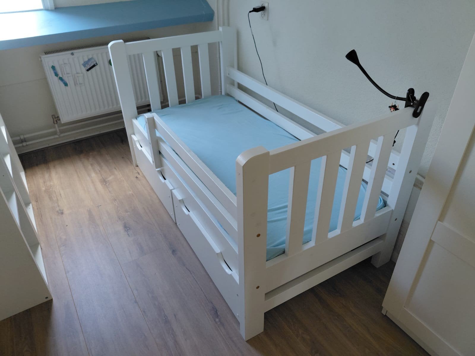 houten peuterbed juniorbed kinderbed met lades, Ophalen, Gebruikt, 140 tot 160 cm, 70 tot 85 cm
