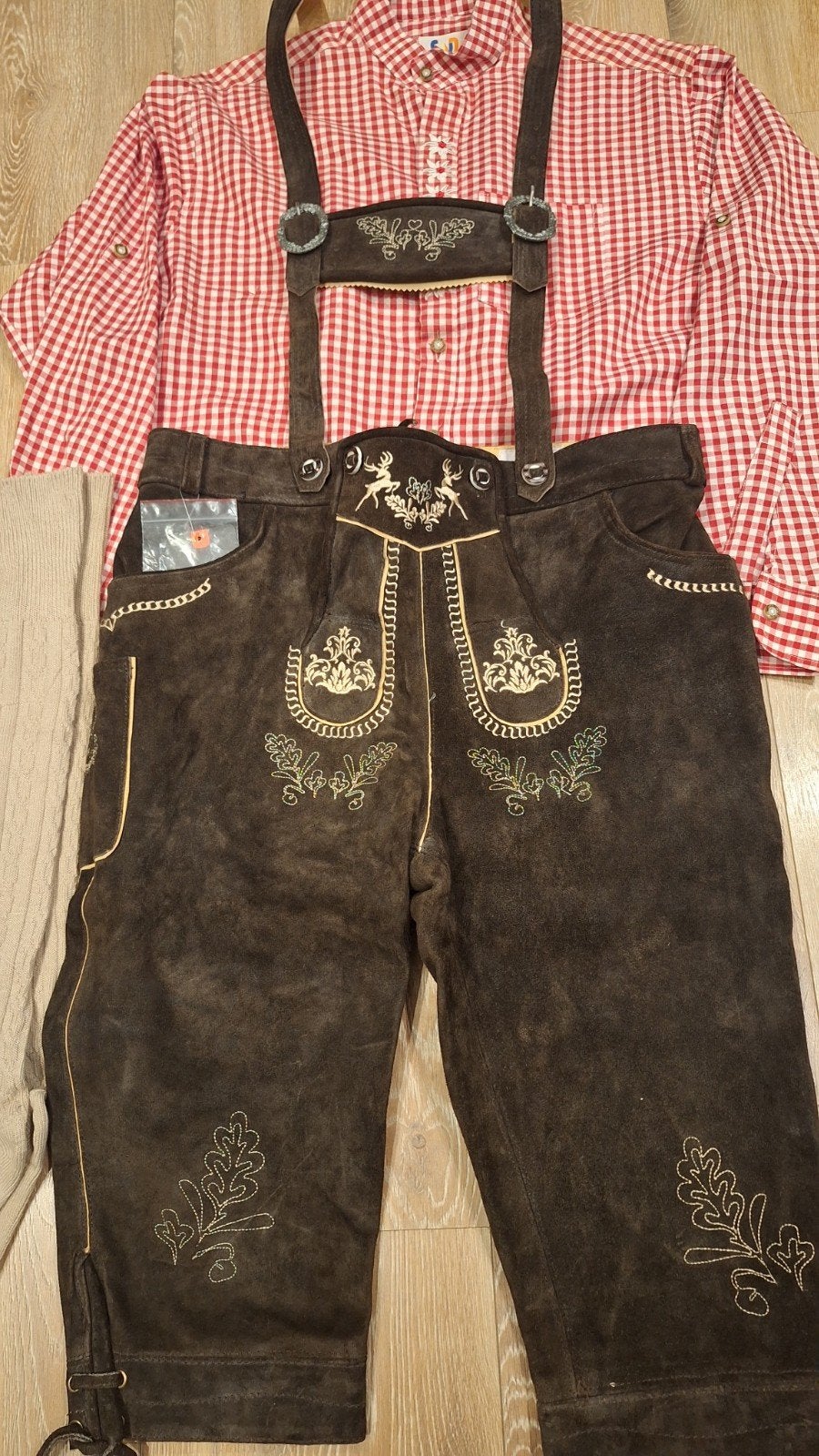 Lederhose 52 overhemd kousen Oktoberfeest, Ophalen, Zo goed als nieuw, Maat 52/54 (L)