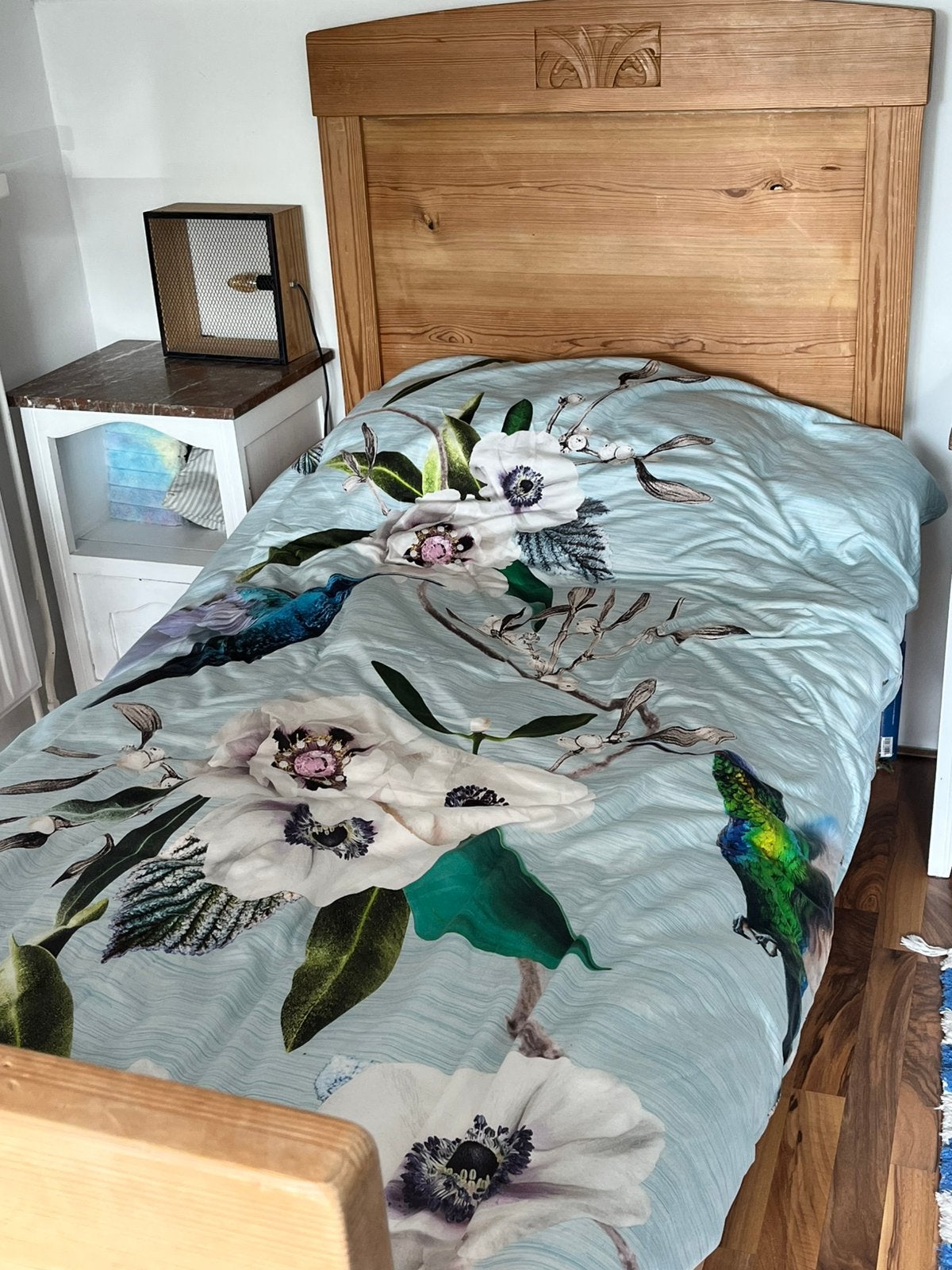 Antiek eenpersoonsbed incl bedbodem op pootjes., Ophalen, 90 cm, Eenpersoons, Zo goed als nieuw