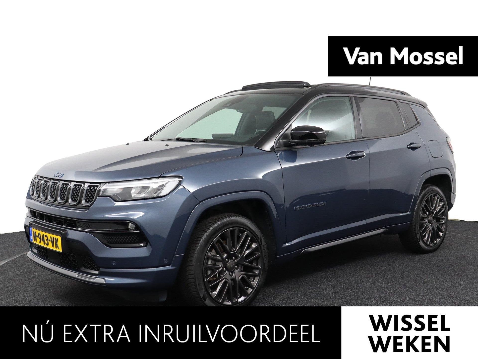 Jeep Compass 4xe 240 Plug-in Hybrid Electric S Automaat | Na, Auto's, Automaat, 12 maanden, 4 cilinders, Blauw