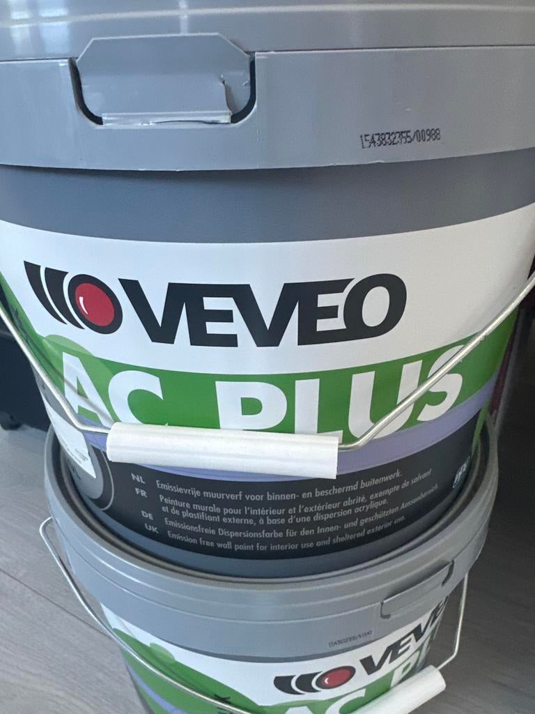 VEVEO AC PLUS Emissievrije Muurverf - Binnen & Buiten, Doe-het-zelf en Verbouw, Verf, Beits en Lak, Ophalen, Wit, Nieuw, Verf