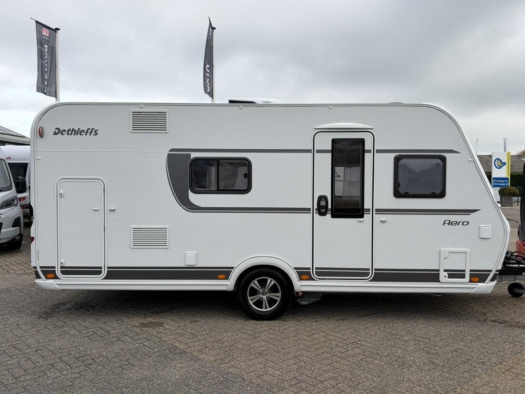 Dethleffs Aero 470 FSK AIRCO/VOORTENT/MOVER/FIETSENDRAGER, Dwars-stapelbed, Bedrijf, Treinzit, Dethleffs