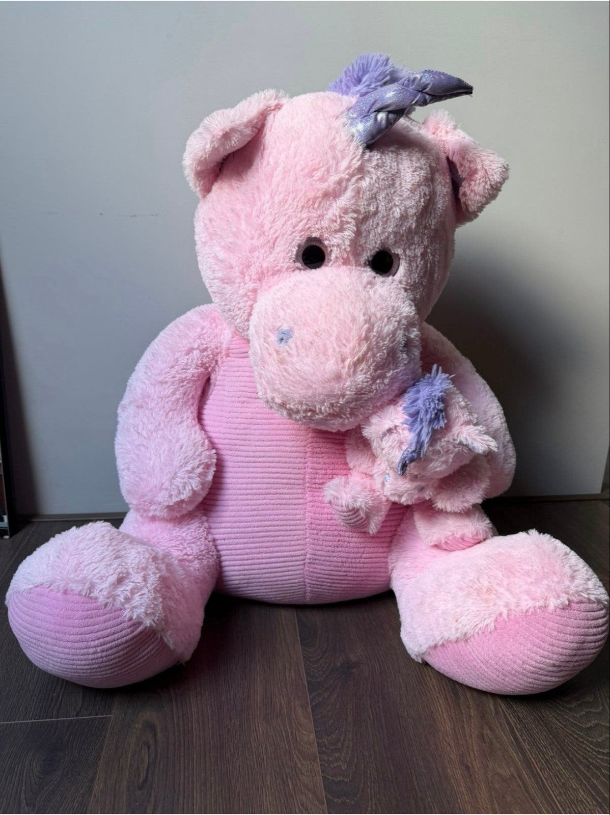 Roze eenhoorn knuffel set: groot en klein, Ophalen, Eenhoorn, Zo goed als nieuw, Roze
