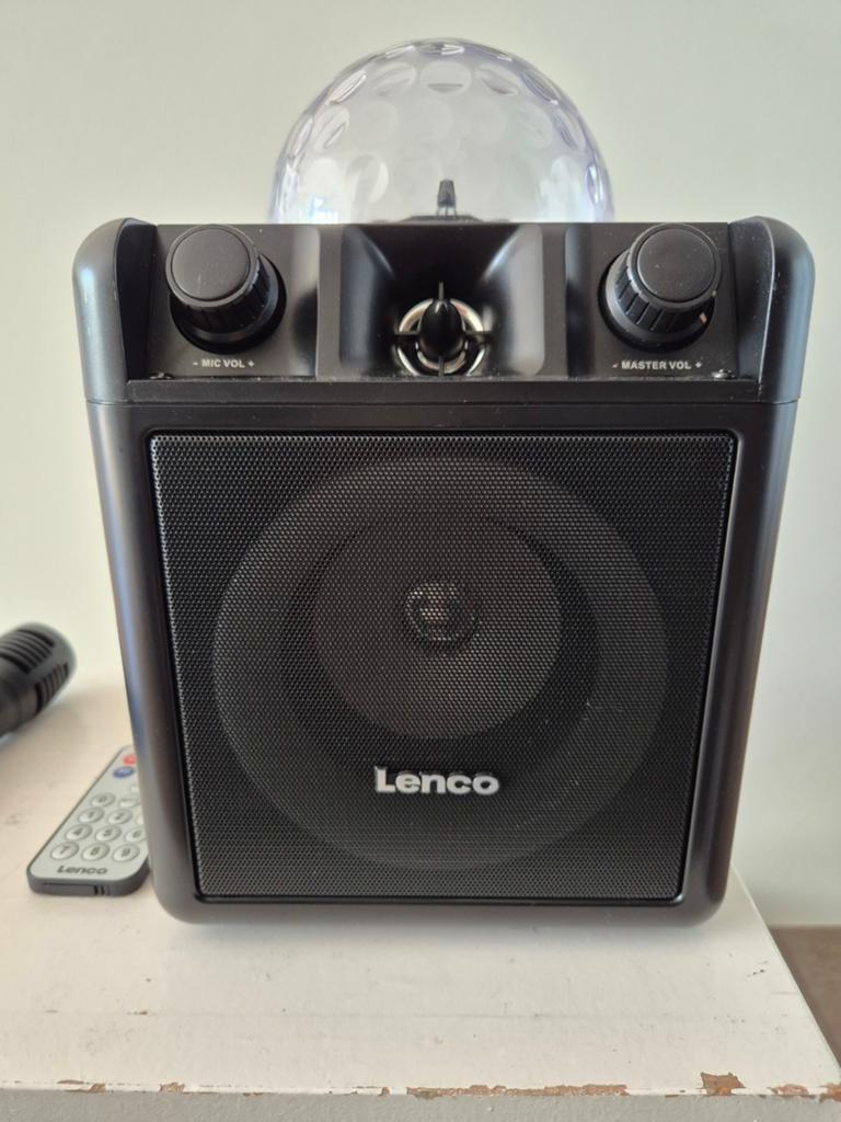 Lenco PA-051BK Karaokesysteem met Bluetooth en Discolamp, Ophalen of Verzenden, Zo goed als nieuw, Complete set