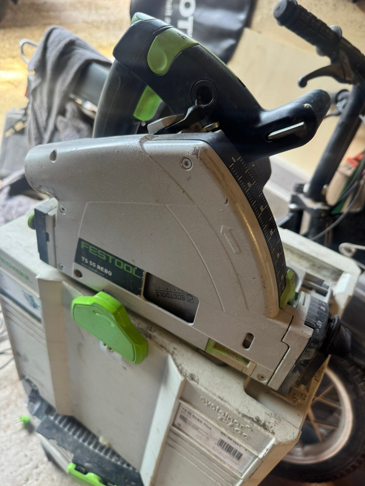 Festool invalzaag ts55 incl geleiderrail, Ophalen, Invalzaag, Zo goed als nieuw, 30 tot 70 mm