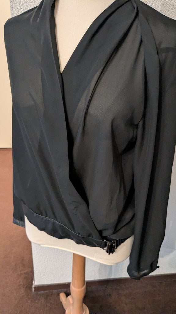 Overslag blouse - Eksept - M, Maat 38/40 (M), Verzenden, Zwart, Zo goed als nieuw