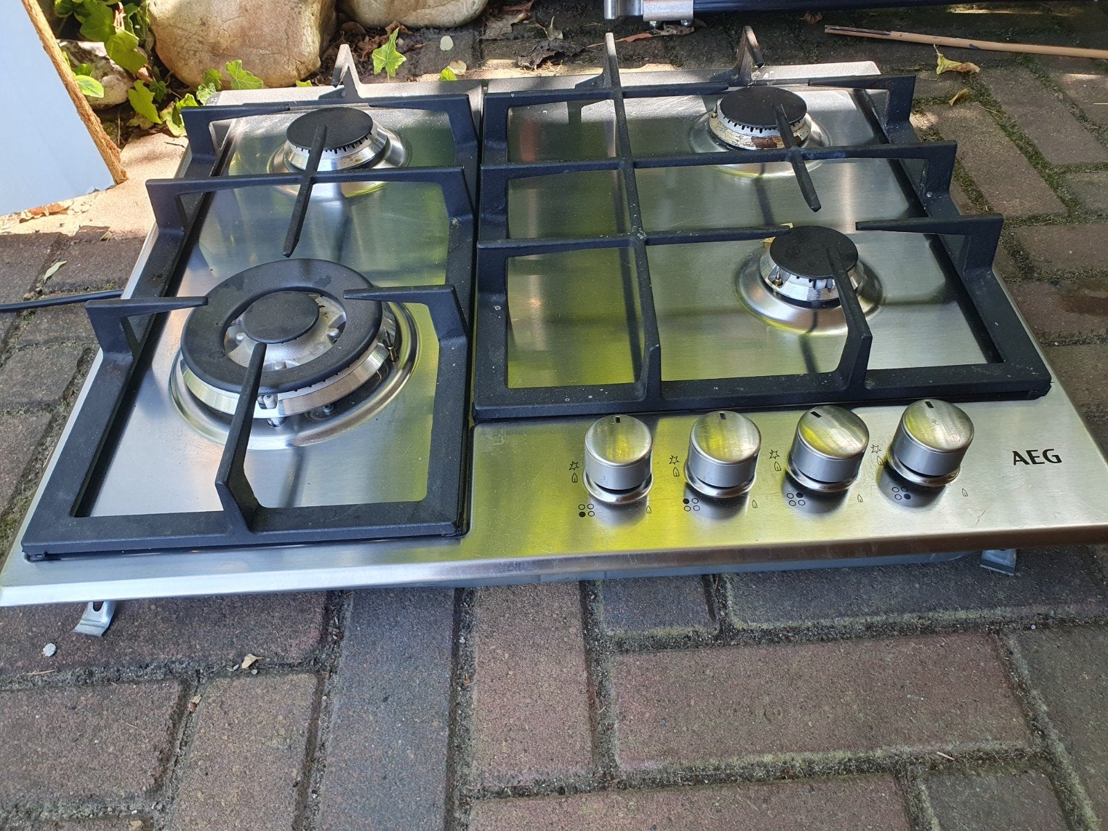 AEG HGB64400SM Gasfornuis - 4 Pitten, RVS, Gebruikt, Ophalen, Gebruikt, Minder dan 85 cm, 60 cm of meer