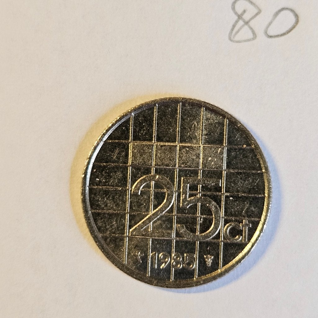 80 ƒ 0,25 Kwartje Beatrix 25 cent 1985 CIR, Ophalen of Verzenden, Koningin Beatrix, 25 cent, Losse munt