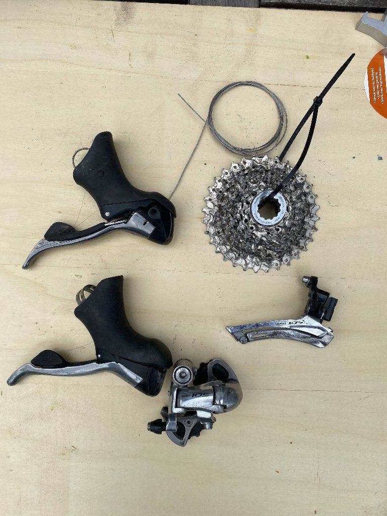 Shimano 105 9 speed onderdelen, Fietsen en Brommers, Fietsonderdelen, Verzenden, Gebruikt, Stadsfiets, Shimano 105