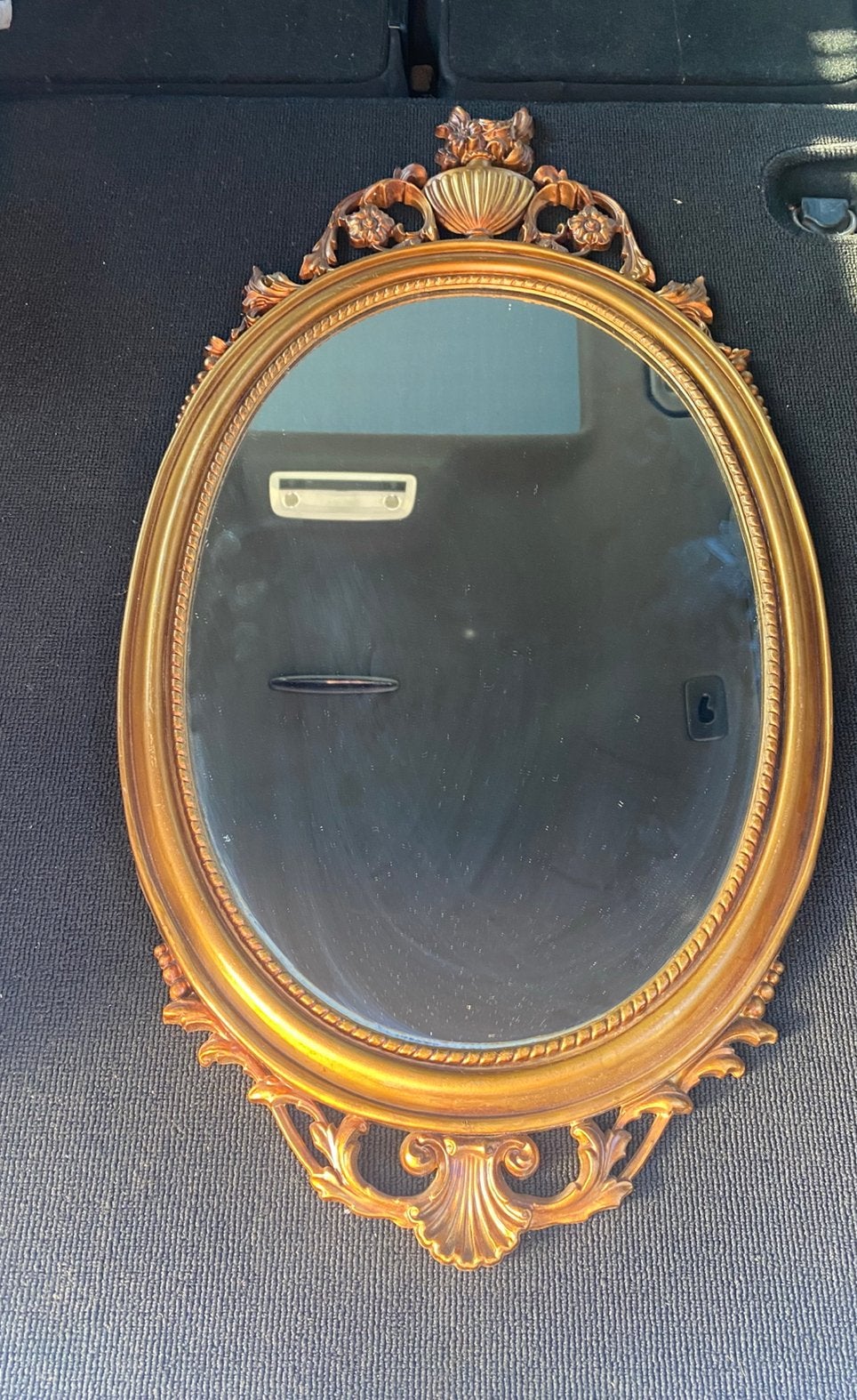 Ovale spiegel barrokstijl goudkleurig, Ophalen of Verzenden, Ovaal, Minder dan 50 cm, Minder dan 100 cm