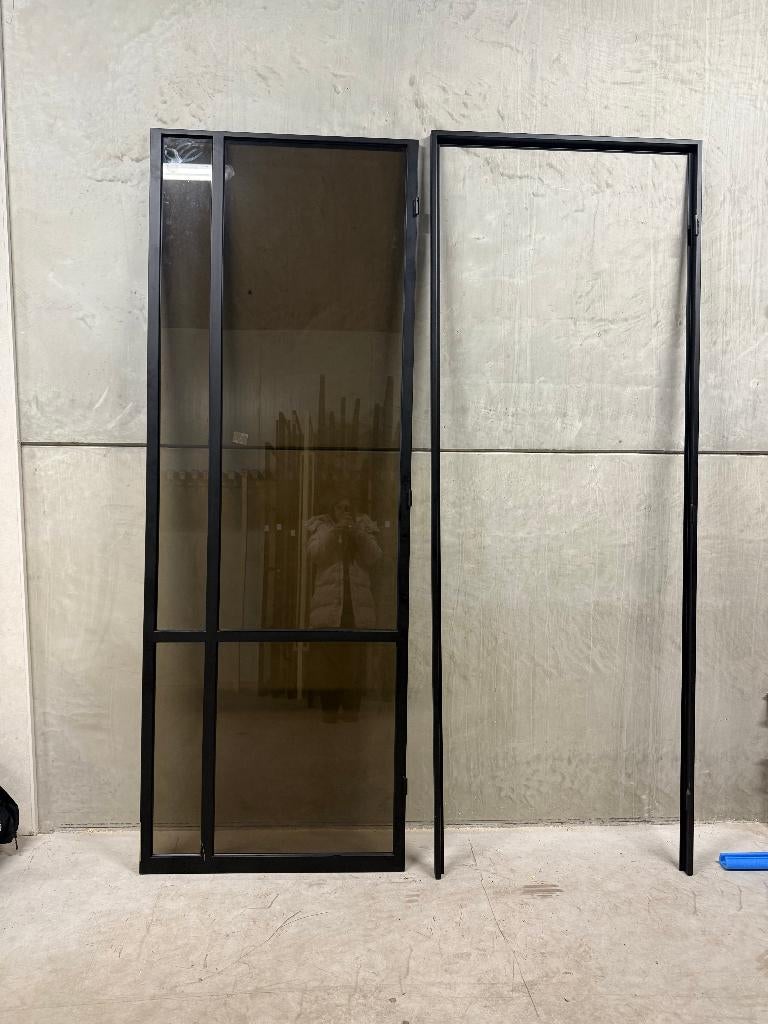 Luxe stalen scharnierdeur Zwart | 1007x2710mm | -42, Ophalen, 120 cm of meer, Binnendeur, Glas