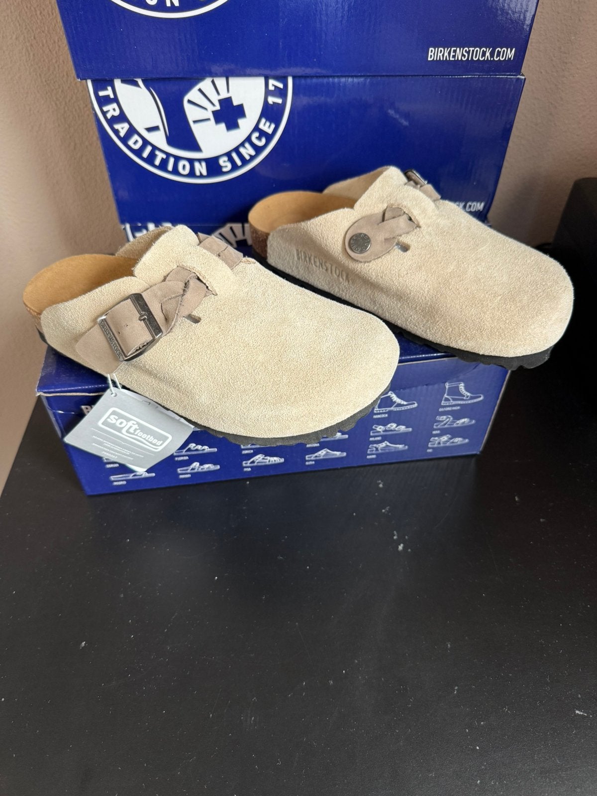 Birkenstock Boston Slippers - Maten 36/37/39/40, Nieuw, Grijs, Sandalen of Muiltjes, Ophalen of Verzenden
