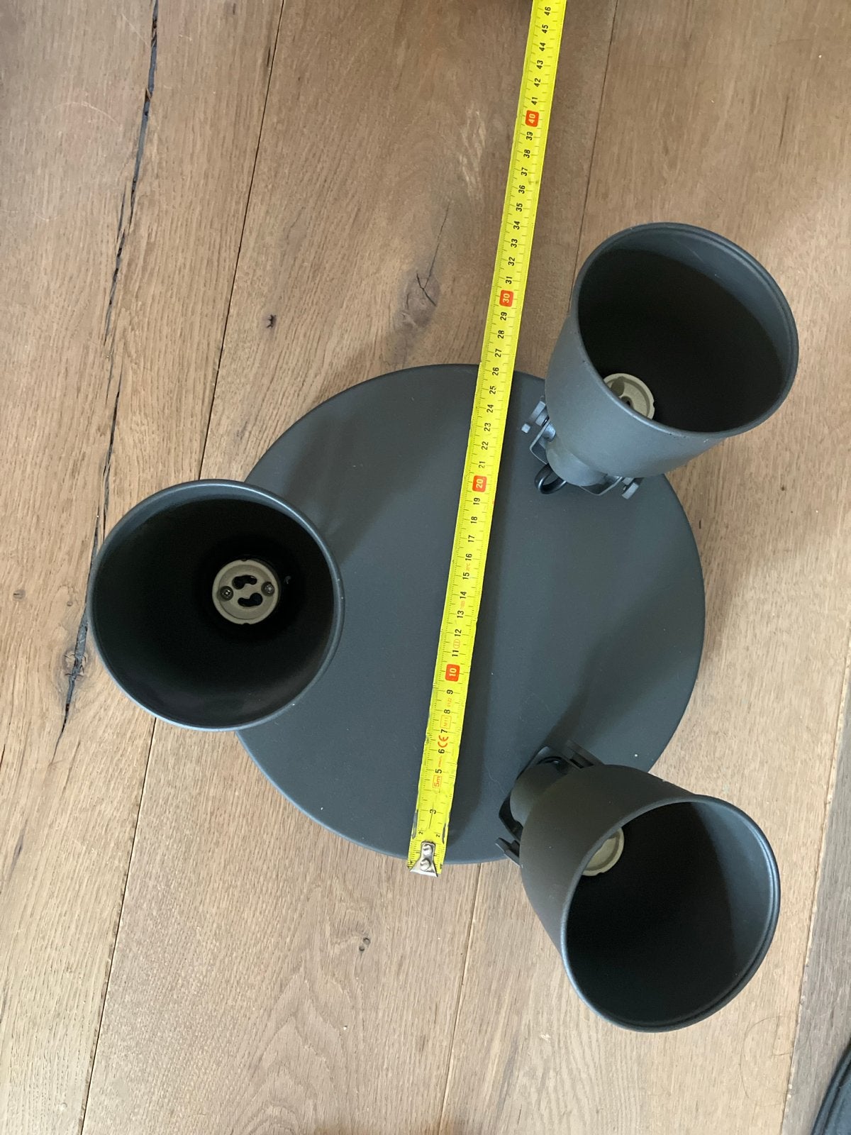 Moderne Plafondspot met 3 Richtbare Spots - Grijs, Huis en Inrichting, Lampen | Spots, Ophalen, Gebruikt, Metaal of Aluminium