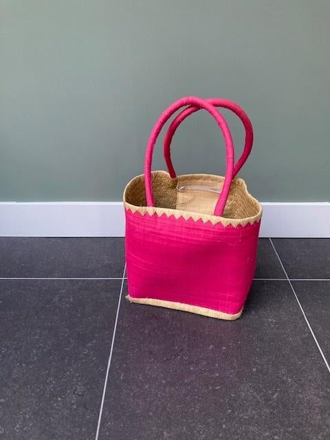 Franse Roze Rieten Strandtas of Boodschappentas, Ophalen of Verzenden, Nieuw, Roze, Shopper