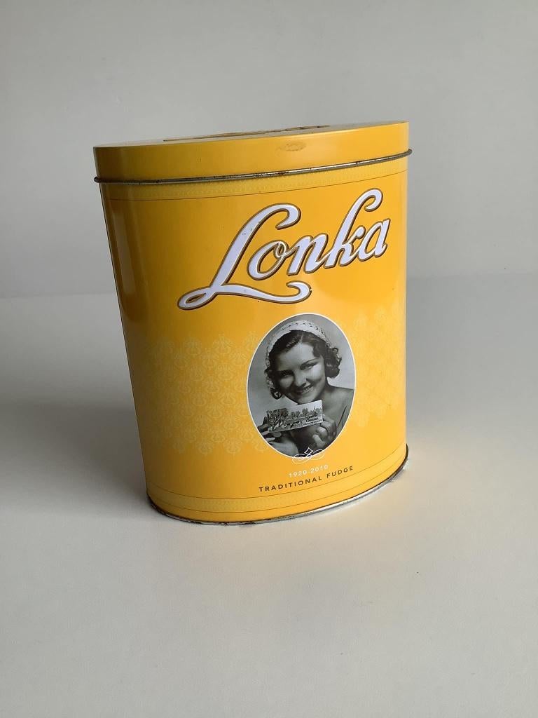 mooi geel Lonka blik, Verzamelen, Blikken, Ophalen of Verzenden, Zo goed als nieuw, Overige, Overige merken